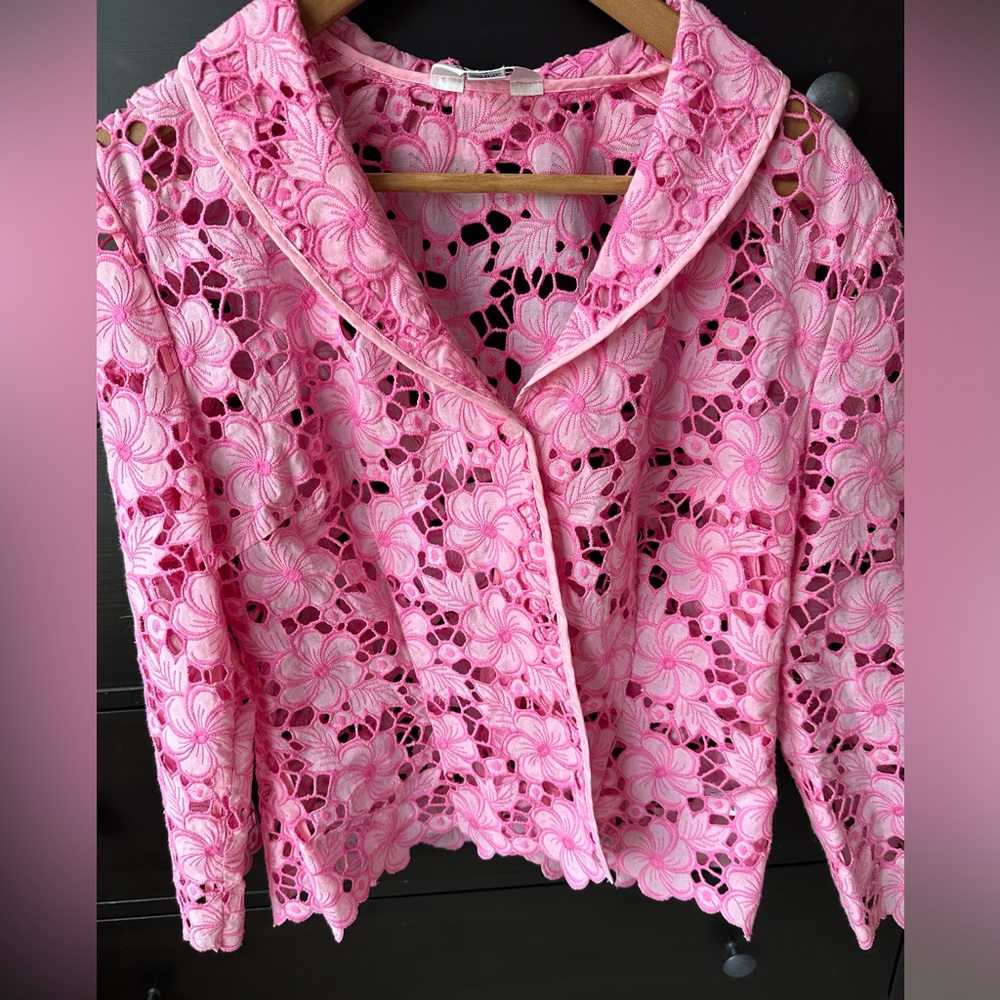 Pink Embroidered Lily Jacket Size 12